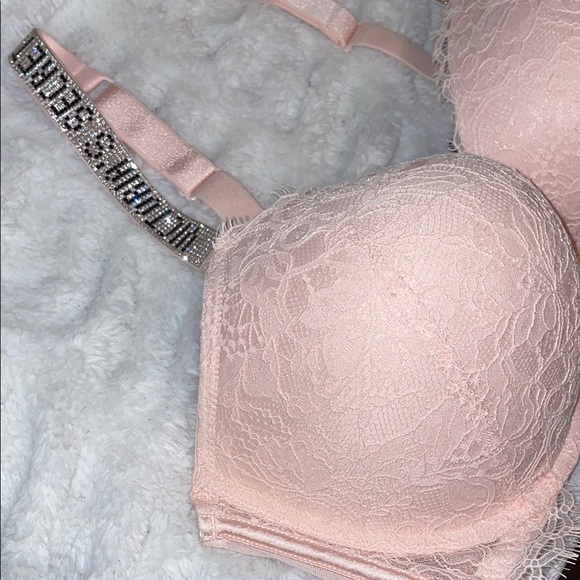 Victorias Secret Very Sexy Push up Bra Pink Lace & Rhinestone Straps - Picture 5 of 9